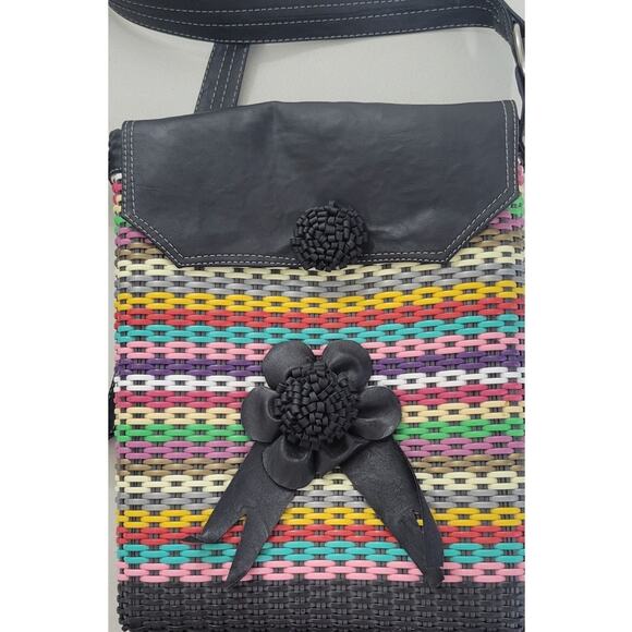 Colorful Crossbody Purse with Flower Boho Hippie Rocker Punk Handbag Funky Cute - Picture 2 of 11